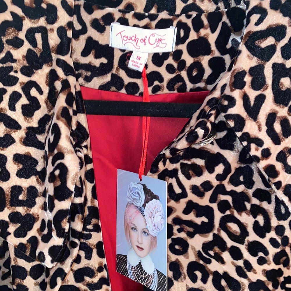 Touch Of Cyn By Cyndi Lauper Velvet Leopard Swing Coat - Picture 7 of 9
